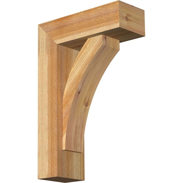 Ekena Millwork Thorton Block Rough Sawn Bracket w/ Offset Brace, Western Red Cedar, 6"W x 16"D x 24"H BKT0604X16X24THR05RWR - main